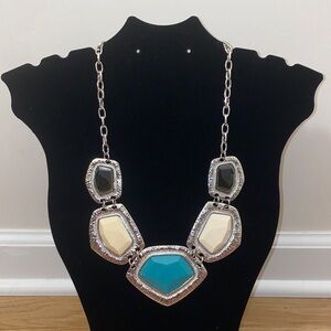 Bansri Elegant Silver and Blue Statement Necklace NWT